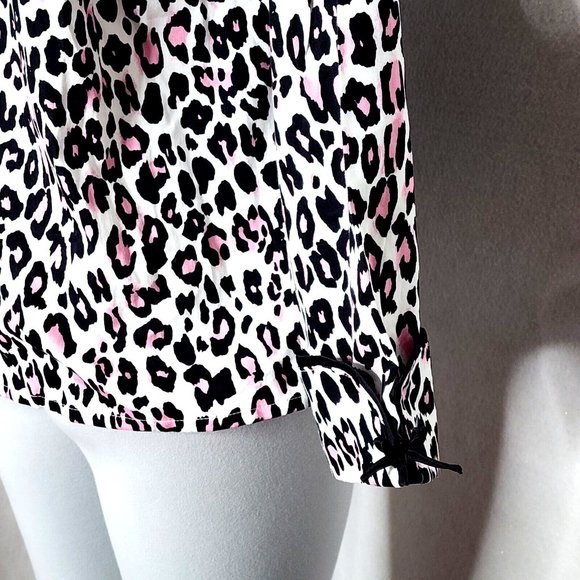 Kate Spade NY Black Pink Leopard Print Pajama Top Cotton - Picture 3 of 7